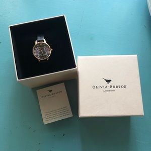 Olivia Burton 🌸 Black Floral Rose Gold Watch